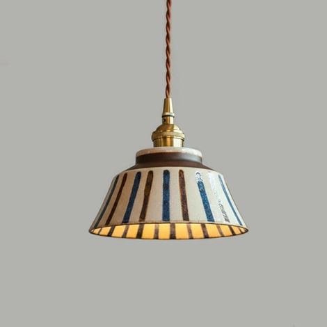 Suspension en céramique sous émail, lustre vintage avec ampoule, petite lampe de chevet LED, plafonnier, φ18 cm, 3 températures de couleur (1/5)