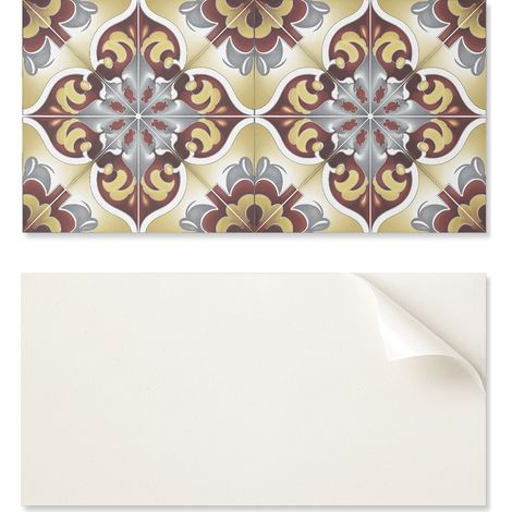 Azulejos decorativos de vinilo para pared con estampado decorativo de motivos florales, 10x40x20 cm.