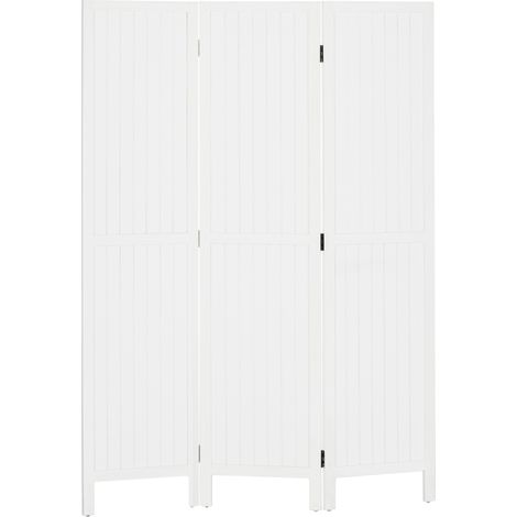 Paravent bois 3 panneaux séparateur pièce intérieur souple blanc 120x170 cm