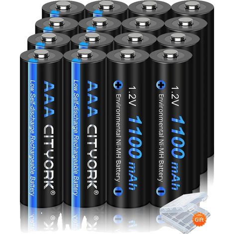 Batteries Rechargeables, Type NI-MH, Capacité 1100mAh, 16PCS AAA (1/2)