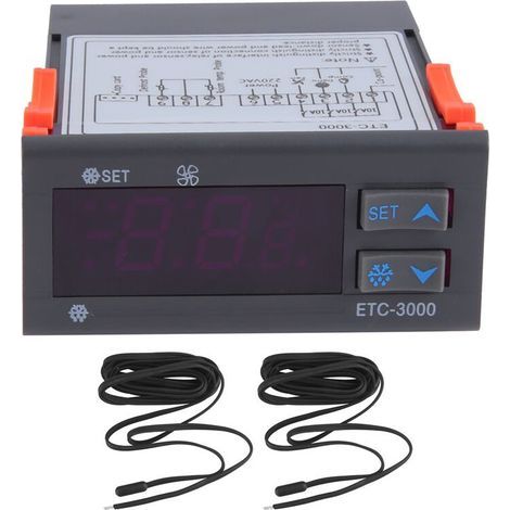 ETC-3000 RéGulateur de TempéRature RéFrigéRateur Thermostat RéGulateur ThermoréGulateur NTC Double Capteur 220 V 40% de RéDuction (1/2)
