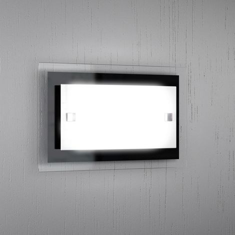 Applique Moderna Tray Metallo Bianco Vetro Nero 1 Luce E27 (1/3)