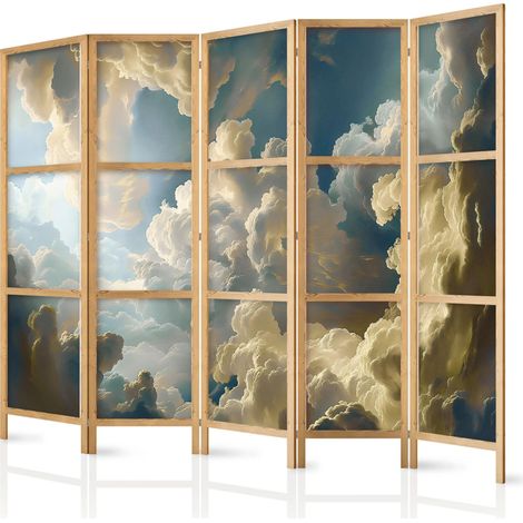 Paravent artgeist japonais nuances de ciel 225x172 cm bois