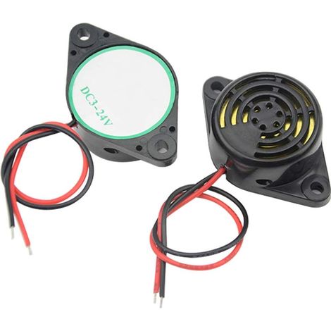 5 pcs DC 3–24 V électronique Alarme Buzzer Sounder Son continu Beep (Lot de 5) +Connecteur Pile 9v (Lot de 5)