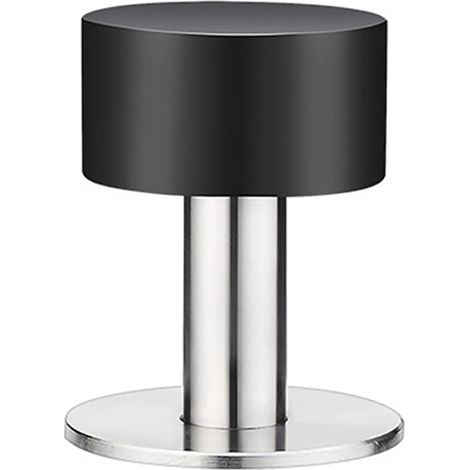 1 butée de porte autocollante de 60 mm avec caoutchouc noir et corps en acier inoxydable, sans perçage et anti-bruit (1/4)