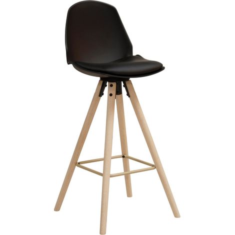 Silla de barra Norsica 966, Negro, Con la espalda, Estacionario, Altura no regulable, 0, Cuero ecológico (1/4)