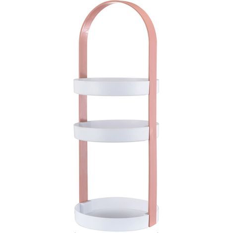 Étagère de rangement ronde à 3 niveaux avec poignée intégrée, rose. (1/5)