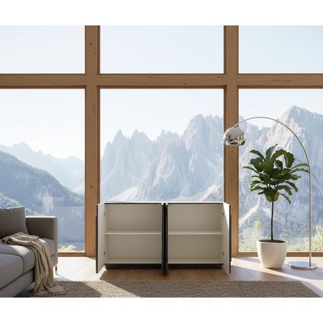 Credenza - 2 Ripiani 4 Vani, Grigio Ardesia, -, 162.4x44.2x86h cm Pasaje