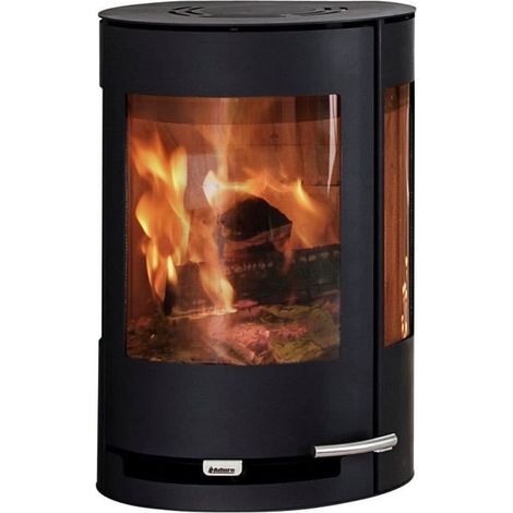 Poêle à bois suspendu 6 kW – Évacuation des fumées arrière – Pour bûches jusqu'à 33 cm – Classe énergétique A+ – Noir – Aduro