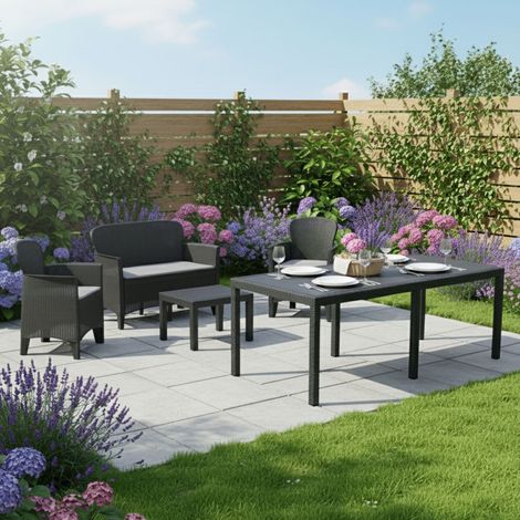 Set Salotto da Esterno Domaso, Salottino Outdoor Salottino 4 Posti, Tavolo 10 Posti Posti, un Tavolino Made in Italy, Impermeabile Idrorepellente (1/5)