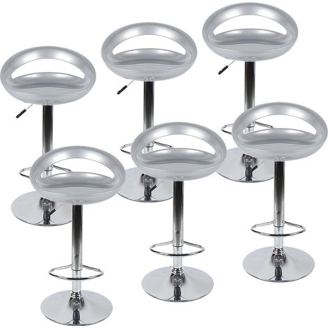 Aqrau Lot de 6 tabourets de bar,Hauteur réglable - Gris - Style contemporain