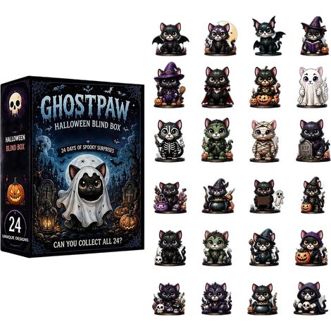 Calendrier De L'Avent Halloween Chat Mignon Acrylique 2D 24 Jours À (1/5)