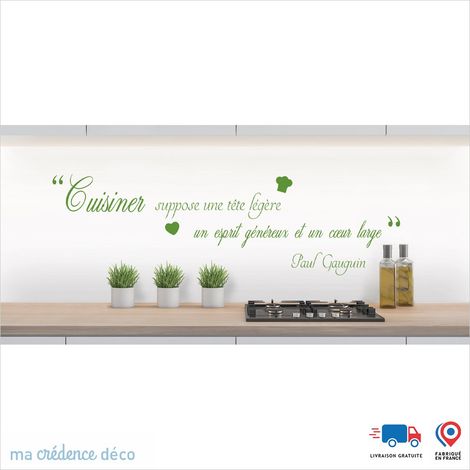 Crédence : CUISINER DEMANDE 1 - Couleur Vert jaune - Alu composite - 60 - 120 (1/3)