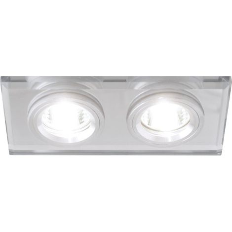 Support Double Encastrable Verre et Chrome pour Ampoule LED GU10