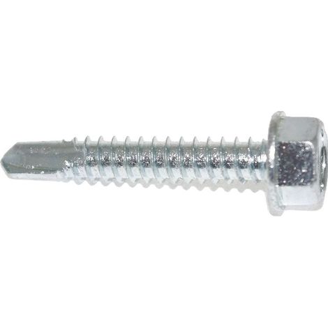 Self Drilling Screw Zinc 6.3 x 38mm Hex Head Pack of 100 (1/4)