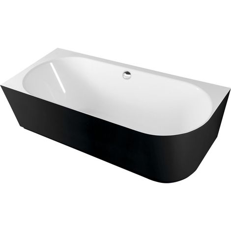 SUSSI L Cast Marble Freestanding Bath 160x70x50cm, noir/blanc