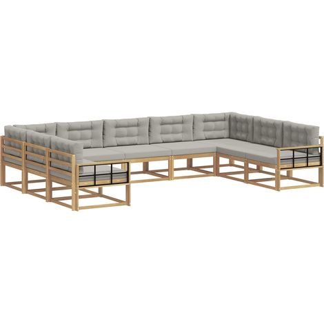 Set di divani da esterno 9 pz Bianco e Grigio Chiaro vidaXL (1/5)