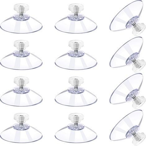 Lot de 12 grandes ventouses de 41 mm avec vis - Ventouses en PVC transparent pour fenêtre - Adhésif extra fort (1/5)