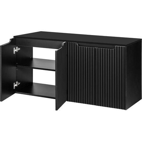 Mueble bajo lavabo baño almacenamiento diseño con 4 puertas 120 x 60 x 40 cm negro 030010025 (1/5)