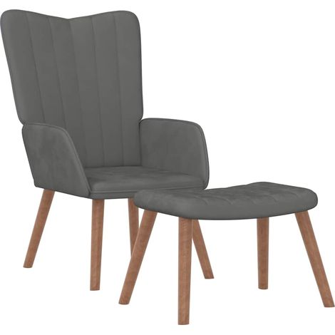 Maison Exclusive - Relaxsessel mit Hocker Dunkelgrau Samt