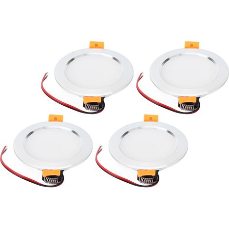 Lot 4 spots LED ronds 12V 3W blanc encastrables pour camping-car, bateau - plafonnier lumineux 4 pouces DC12V, accessoires de modification véhicule de loisirs (1/5)