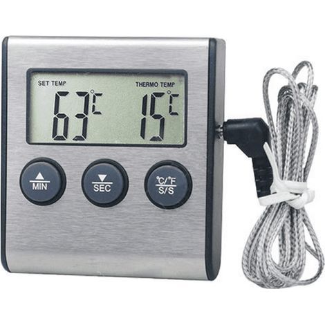 Thermomètre à sonde TP700, thermomètre électronique pour barbecue, minuterie, alarme, alliage d'aluminium (1/5)