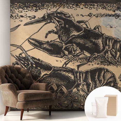 Papier peint intissé à motifs décoratifs pour salon chambre et bureau Décoration murale élégante avec colle Écrevisses 250x250 cm (1/5)