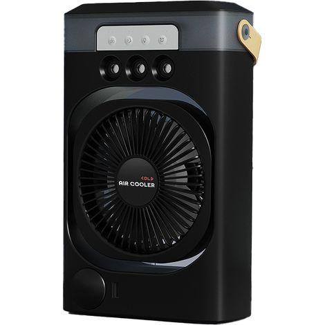 Ventilateur d’air rechargeable, Mini climatiseur de table – 3 vitesses, veilleuse et minuterie – Rechargeable par USB – Idéal pour bureau ou chambre d’étudiant (1/5)