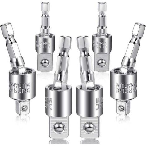 Set di 6 adattatori per bussole per trapano elettrico: adattatore per avvitatore a impulsi, adattatore per bussole a impatto con attacco esagonale girevole a 360 gradi.