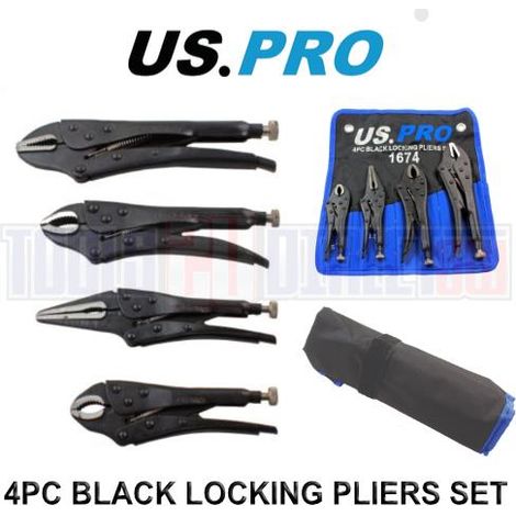 US PRO Locking Pliers 4PC Grip Wrench Set Vice Locking Lock Mole Grips 1674 (1/5)