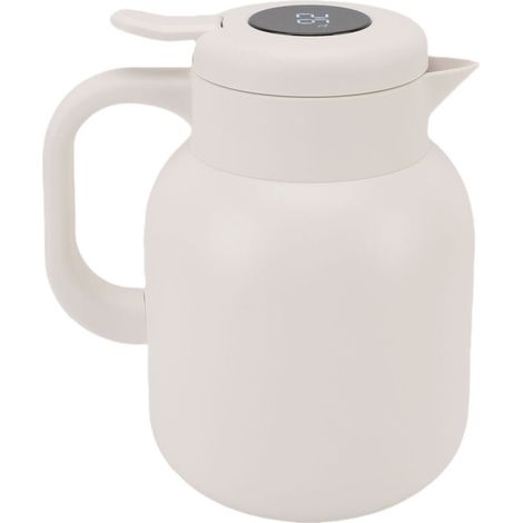 Jeffergarden Théière isolée sous vide avec infuseur 1500 ml Affichage numérique de la température Pot de rétention chaud-froid en acier inoxydable pour café, lait, boisson, blanc (1/5)
