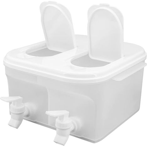 Distributeur d'eau de réfrigérateur de 5 L, distributeur de boissons en plastique étanche avec robinet, distributeur de boissons de grande capacité avec robinet(25,5 x 24,5 x 13 cm)