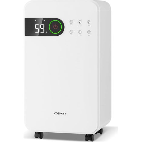 COSTWAY Deumidificatore per Casa, 15 L Deumidificatore con Modalità Sonno, Timer 24 H, Indicatore LED a 3 Colori e Blocco di Sicurezza per Bambini, Deumidificatore d'Aria Portatile e Silenzioso (1/5)