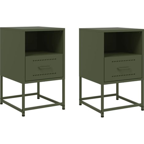 Set 2 comodini con cassetto 36 x 39 x 60,5 cm acciaio verde DEC035770