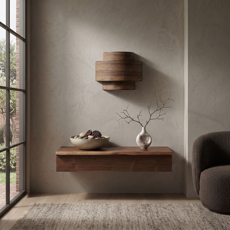 Aplique de Pared con Tejido de Madera Oscura  Serie AISHA (1/5)