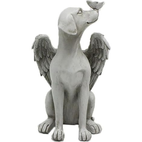 Statue du chien commémoratif d'ange, pierre commémorative du chien, cadeau commémoratif du chien, pierre tombale pour animaux de compagnie, statue d'hommage (1/5)