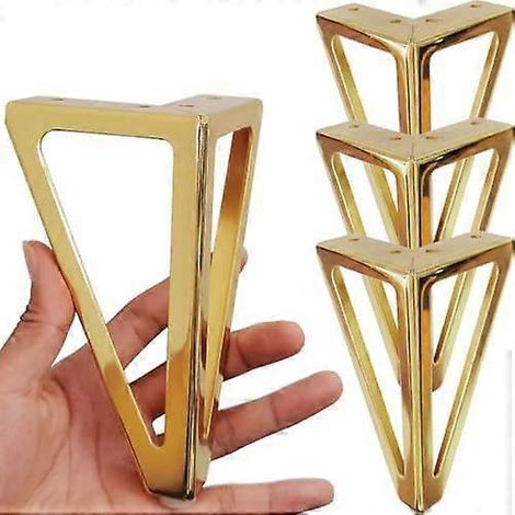 Pieds de meubles plaqués or de 15 cm, pieds de meubles robustes en métal, ensemble de 4 pieds plaqués or pour canapé/armoire/table, ensemble de 4 pieds d'armoire de 15 cm, pièces de rechange pour pied (1/5)