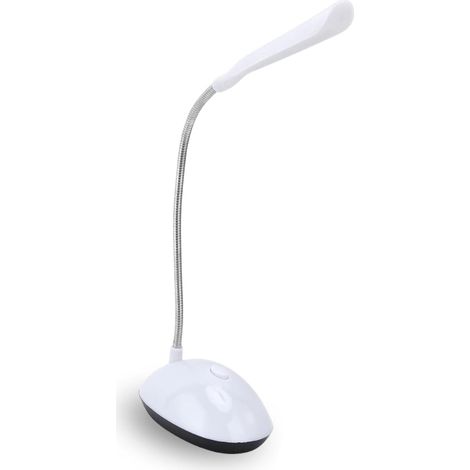 LED-Schreibtischlampe mit verstellbarem Arm – batteriebetrieben – Ideales Licht für Studenten, Nachttisch und Büro, Weiß