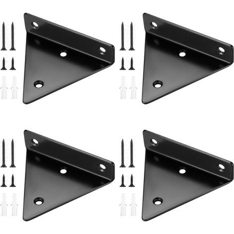 pair 4 Pièces Supports d'étagère Flottants, Supports à Tablettes Muraux Triangulaires Invisibles, Equerre Etagere Murale Métal pour étagère，80100mm