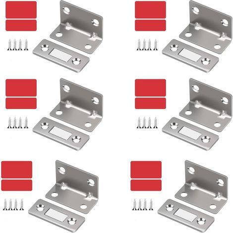 6 Sets Aimant Porte Placard Ultra Mince Loqueteaux Magnétique Puissant en Métal Aimant Placard avec Vis Adhésif Fermeture Silencieuse pour Porte Coulissante Armoire Tiroir Meuble de Cuisine (1/5)
