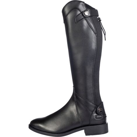 32, Nero: Kunstlederstiefel für Mädchen Modell Aberdeen Kids extra slim long calf version mit breitem Elastikeinsatz hinten (1/5)