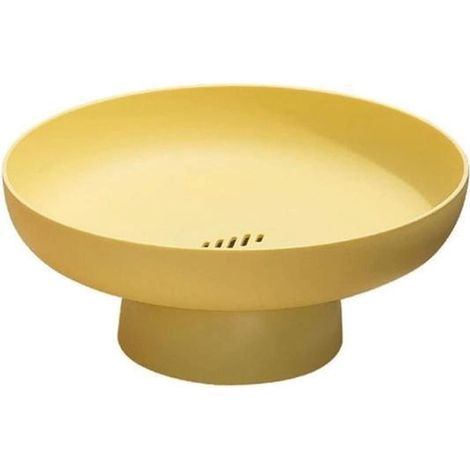 Panier, plateau à fruits, décoration intérieure, plateau de rangement pour fruits, présentoir à gâteaux, plateau rond, jaune - (1/5)