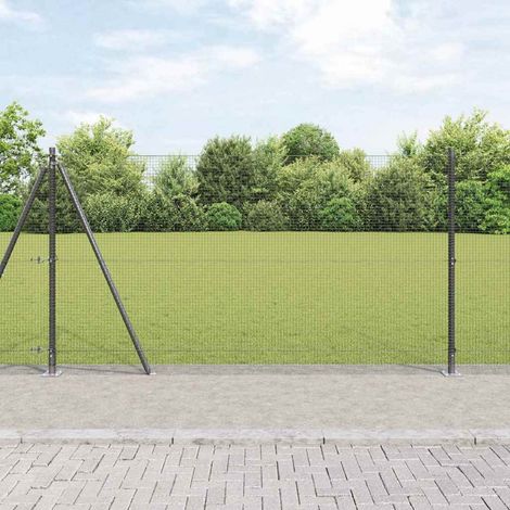 Zaunpfosten Grau 10 x 1,2 m (16 x 16 mm Netz) Stahl und PVC