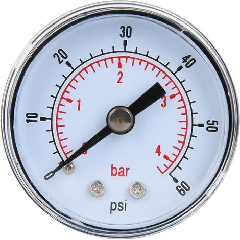 Mechanisches Manometer für Luft, Öl und Wasser, 1/8 Zoll BSPT-Rückanschluss (0-60 psi 0-4 bar)