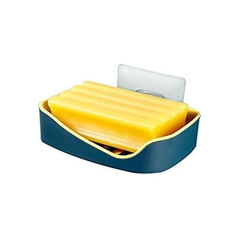 Porta saponetta da doccia in plastica antiruggine con vassoio e ganci, per bagno, WC e doccia (Colore: Giallo) (1/5)