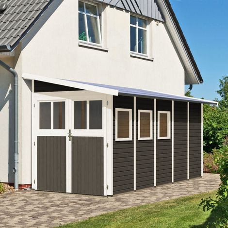 Abri Jardin Adossé Wandlitz 5 8m² Bois Vitrifié Gris Karibu (1/5)