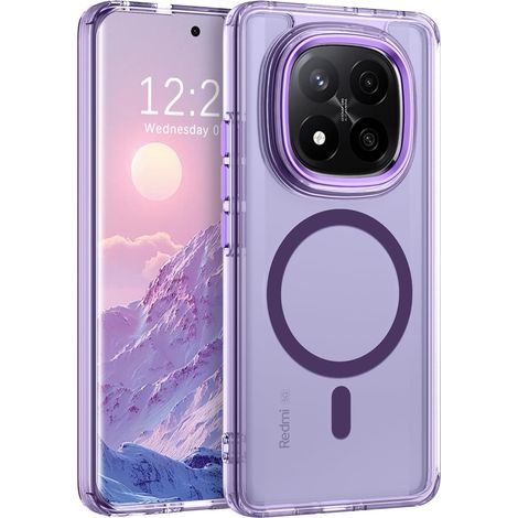 Coque pour Xiaomi Redmi Note 14 Pro+, Magnétique Compatible avec MagSafe, Dos Anti-Rayures Protection Antichoc Anti-Jaunissement, Coque Transparente pour Xiaomi Redmi Note 14 Pro Plus, Violet (1/5)