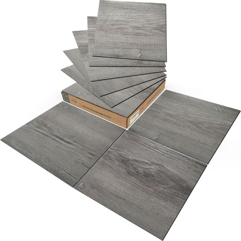 Lot de 30 Dalles de Sol Autocollantes en PVC Pour bricolage,Aspect bois,Pour cuisine,salle à manger,chambre à coucher,Gris taupe,2,7 m² (1/5)