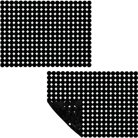 Tapis d'évier - Lot de 2 - Tapis de vidange - PVC - Protection anti-éclaboussures - Tapis en maille - Rectangulaire - 40 x 30 cm - Noir (1/5)