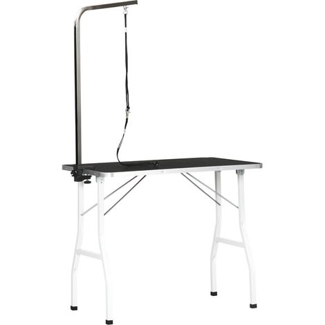 Table de toilettage pour chien avec boucle réglable, pieds pliants et plateau antidérapant, cadre en aluminium pour tonte (1/5)